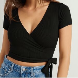 Garage Bella Black Wrap Crop Top